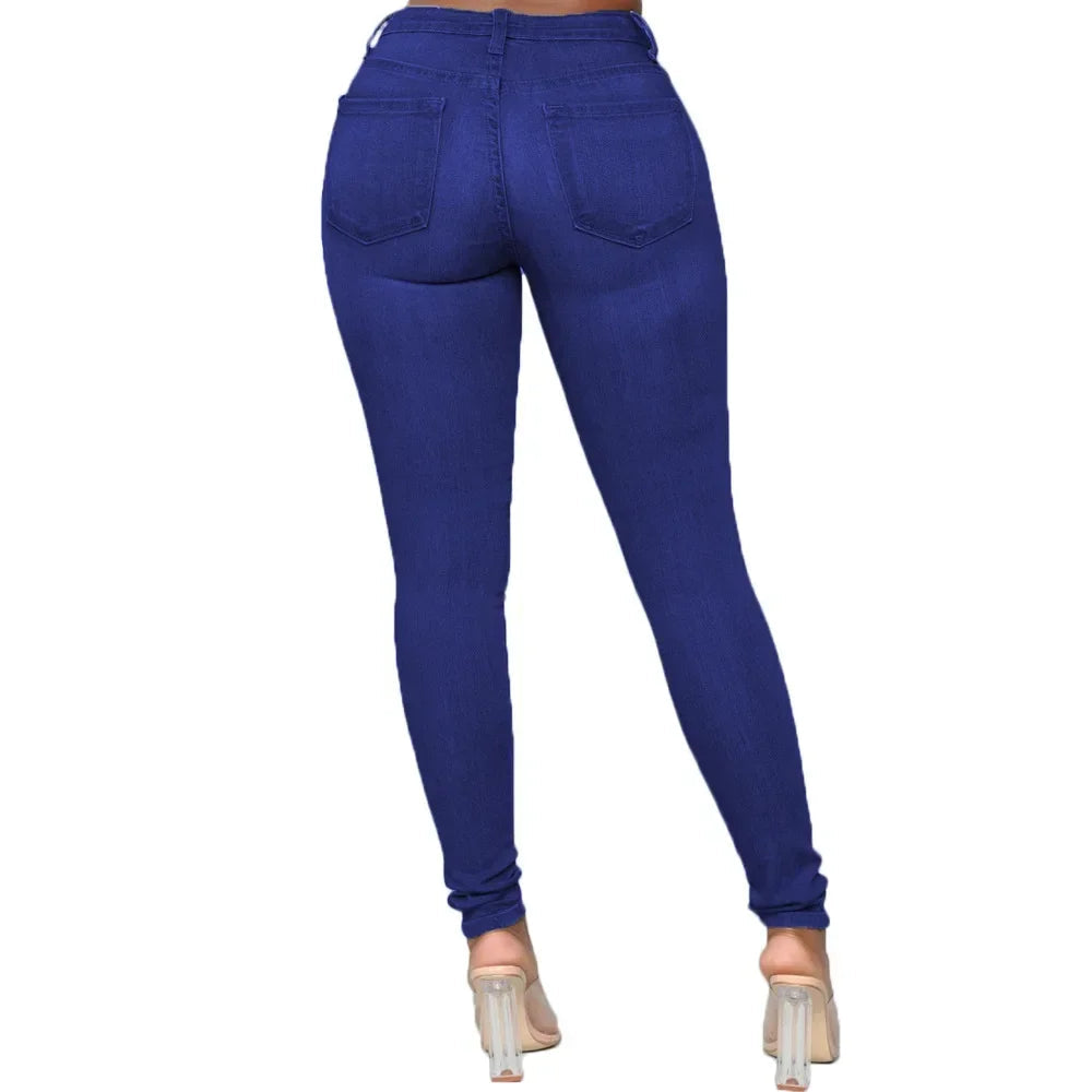 Sheath Pencil Jeans Women Pants Solid Vintage Skinny Ankle Length Pants Denim Mid Waist Washed 2025 Streetwear Slim Fit Jean Aviola