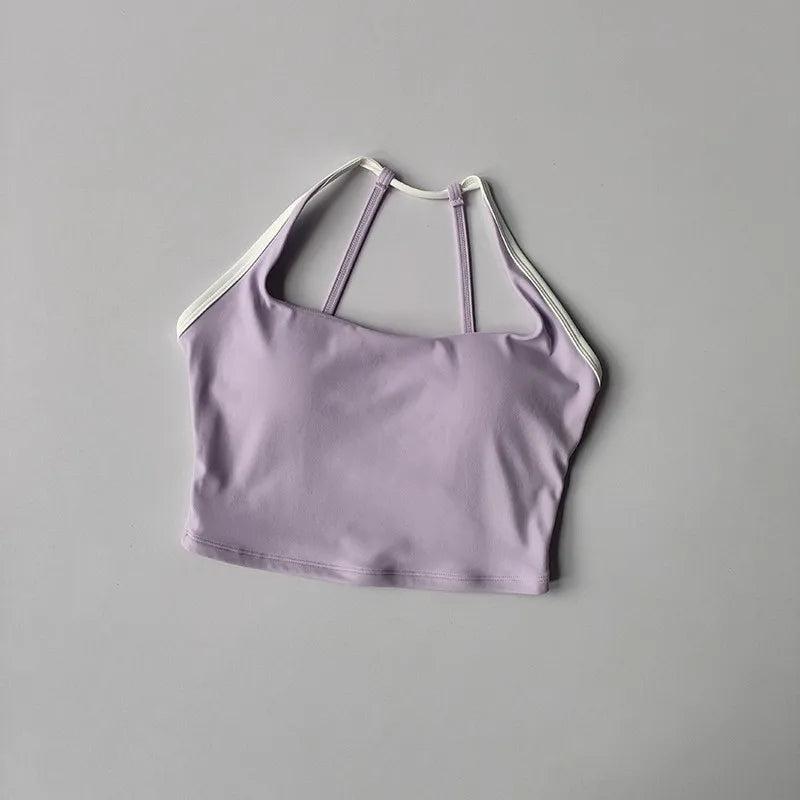 Women's Beauty Back Sports Bra Shockproof Fixed Pad Yoga Bras Running Underwear Training Color Block Fitness Vest Gym Tops Aviola