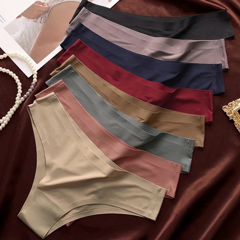 10Pcs/Set Seamless Panties Women Ice Silk Underwear Sexy Sports Briefs Low Waist Panties Female Soft Ultra-thin Lingerie Aviola