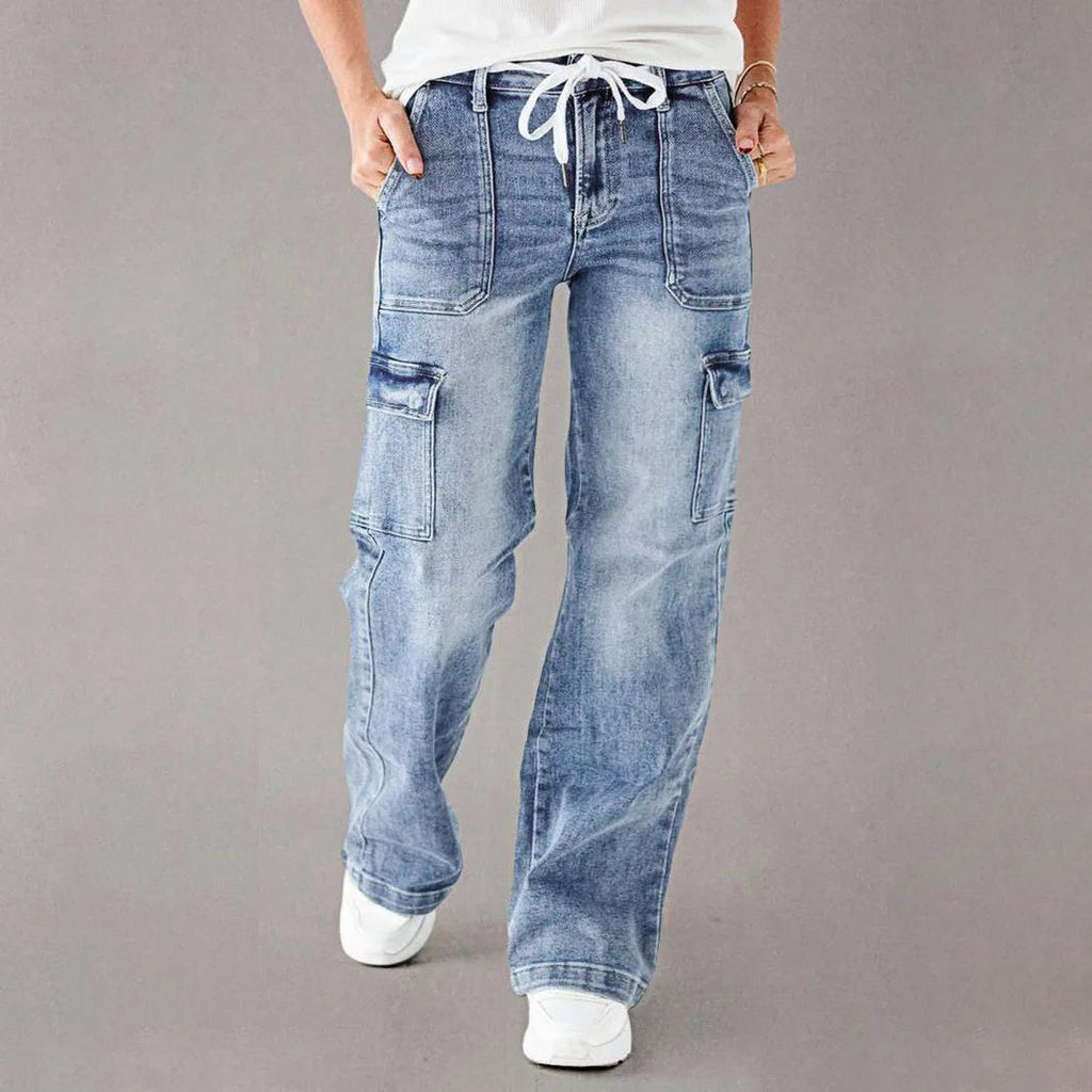Denim Cargo Pant Women Jeans Long Pants Casual Loose High Waist Straight Trousers Y2k Streetwear Elegant Punk Mom Work 2025 Aviola