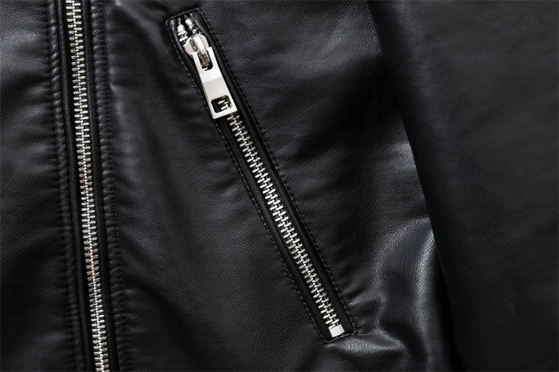 RARF  New 2024 Women's motorcycle leather PU imitation leather loose jacket black jacket Aviola