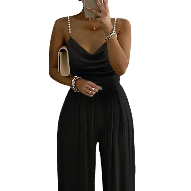 Jumpsuit Women Sexy Sleeveless Suspended Overalls Summer Backless Romper Elegant Party Club Prom High Waist Night Jumpsuits Aviola