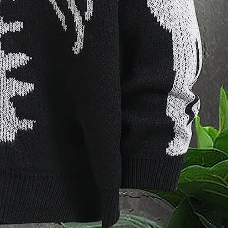 Autumn Winter Knit Sweater Coat 2023 Halloween Skull Knitted Cardigan Women Loose Female V Neck Coat Long Sleeve Tops Jacket Aviola