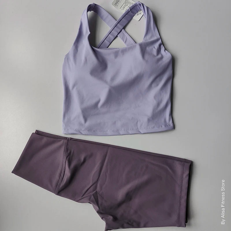2PCS  Women Yoga Set Workout Sports Bra Set Sportswear Gym Clothing Fitness Long Sleeve Crop Top High Waist Shorts Sports Suits Aviola