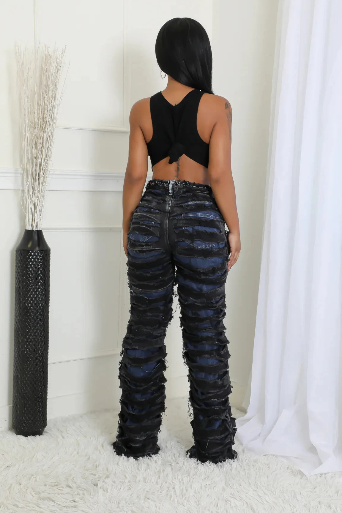 Vintage Jeans Straight Pants Women Double Hole Denim Trousers Streetwear High Waist Stretch Punk Gothic Y2k 2025 Floor Length Aviola