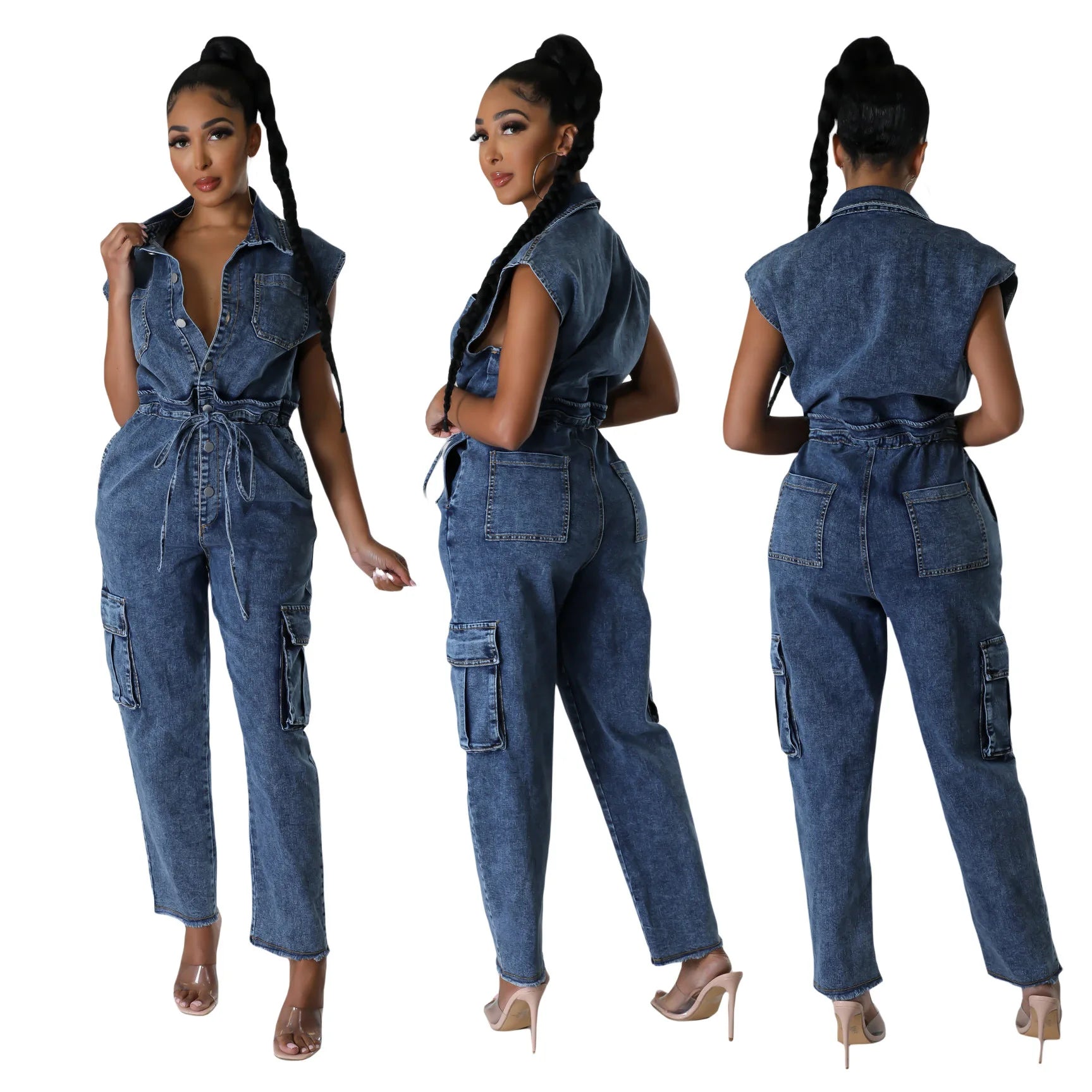 Demin Overalls Women Slim Fit Jumpsuits Sleeveless One Piece Long Pants Mom Jeans High Waist Y2k Club Party Casual Rompers Aviola