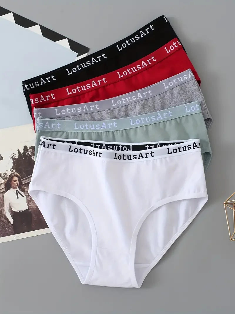 2PCS/Set Women Cotton Solid Panties Sexy Plus Size Underwear Letter Lingerie High Waist Comfor Briefs Aviola