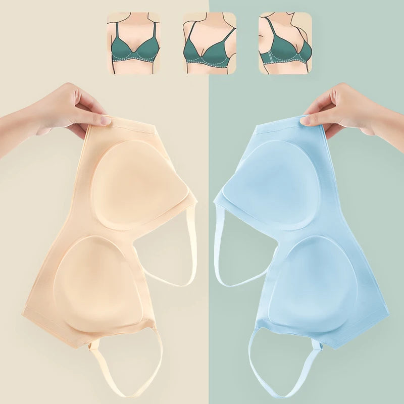 Latex Seamless Women Bras Wireless Comfortable Sports Bra Nylon Fabric One-piece Small Bust Gathered Bralette Female Underwear Aviola