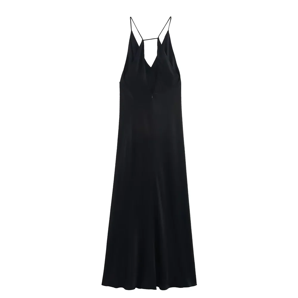 BM&MD&ZA2025sexy simple temperament V-neck underwear-style suspender dress long skirt summer new women's clothing Aviola