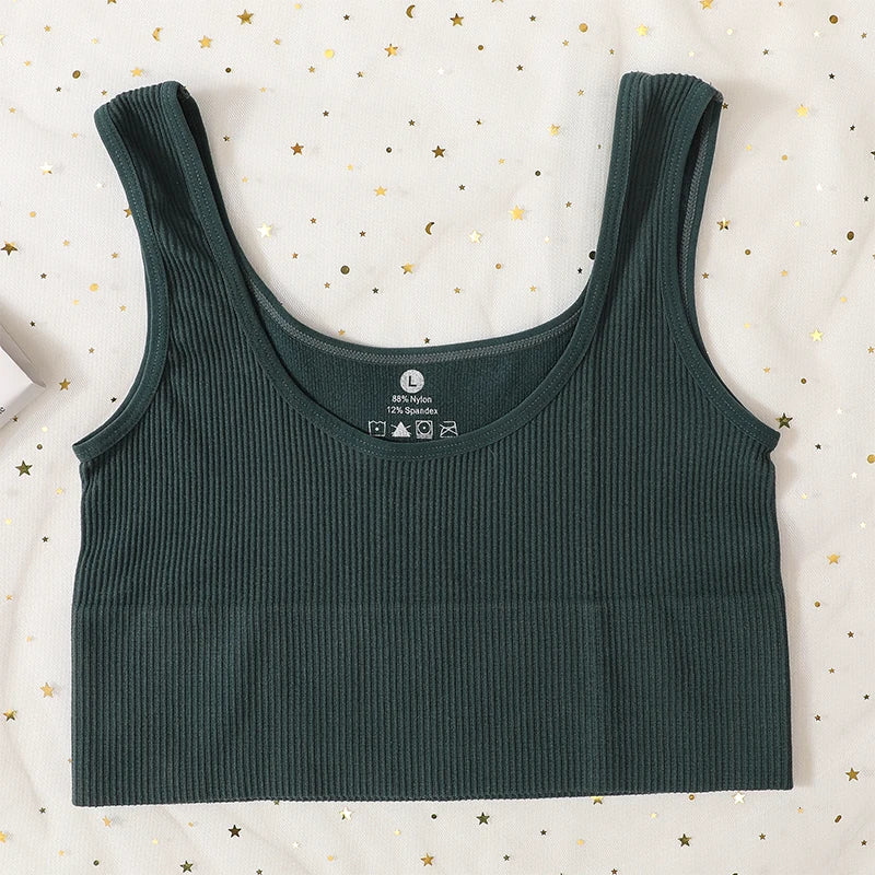 Seamless Bras For Women Streetwear Rib Sports Tank Top Sexy Lingerie No Pads Crop Top Female Fitness Underwear Aviola