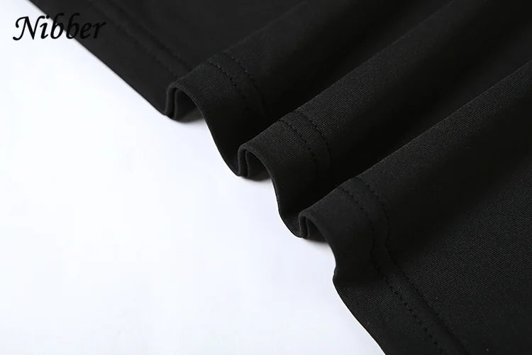 Nibber Metal Buckle 2 Piece Set Women Summer Halter Irregular Classic Tops+Skirts Skinny Solid Midnight Party Matching Suits Aviola