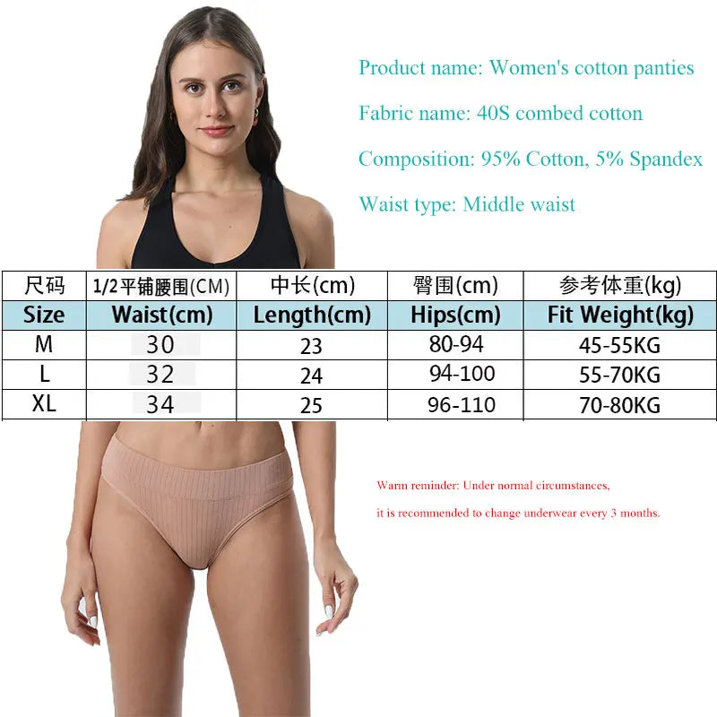 4Pcs/Lot Mid Waist Underwear Cotton Panties for Women Comfy Knickers Full Briefs Breathable Comfortable Basic Ladies Panty Aviola