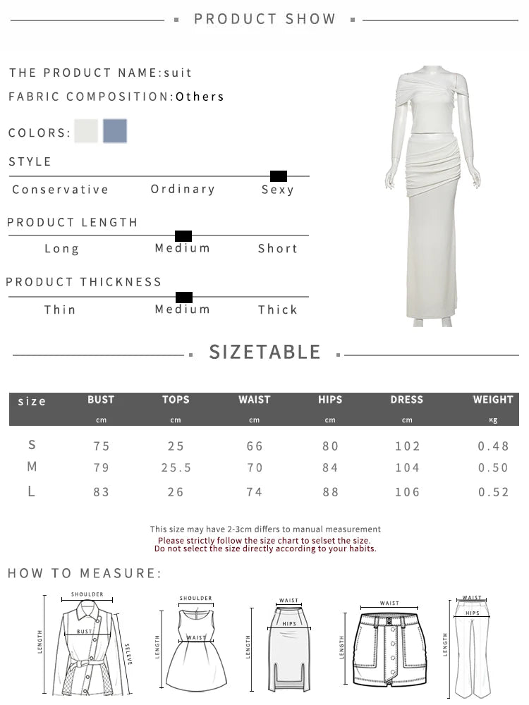 Nibber Elegant 2 Piece Set Women Irregular Skew Collar Backless Crop Top+Ruched Skirts Summer Skinny Fashion Beach Style Suit Aviola