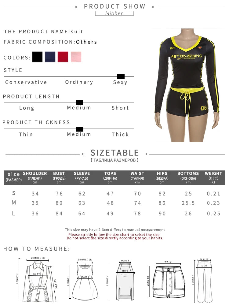 Nibber Women Tracksuit 2 Piece Set Stroke Tight Hipster Letter Print Sporty Casual Crop Tops+Shorts Vitality Matching Outfits Aviola