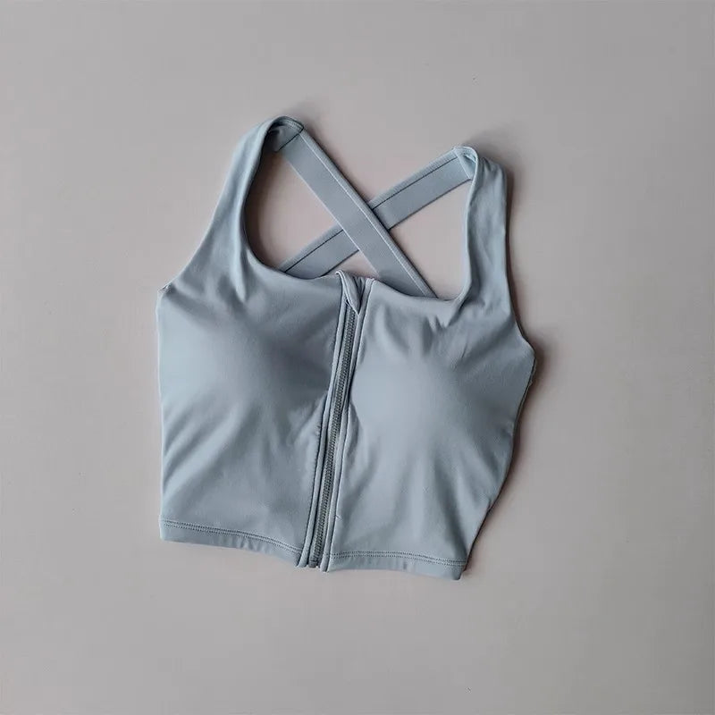 Women Fitness Underwear Yoga Bras cross Back Beauty Sports Bras Front Zippe Top Bra Sexy Breathable Underwear For Women Gym Top Aviola