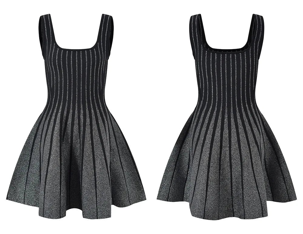 Nibber Gradient Dress Women Low-Neck 2025 Summer Trend Skinny Temperament Classic Elegant Birthday Parties Vacation Mini Bodycon Aviola