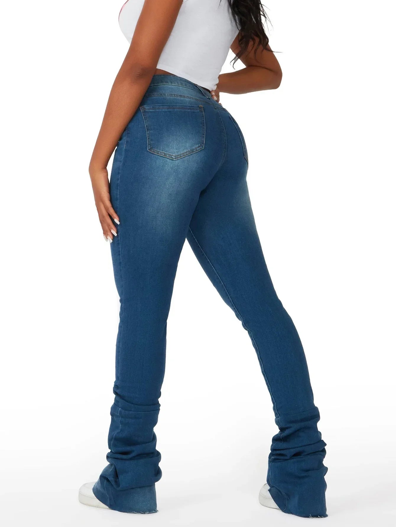 Washed Denim Straight Pants Women Ankle Length Jean Ripped Hole Distressed Pockets Solid Casual Skinny Vintage High Waist Aviola