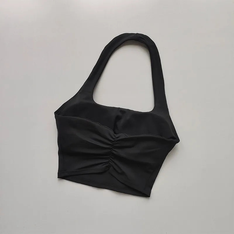 Women's Sport Bra Sexy Halter Padded Yoga Camisole Backless Gym Crop Top Fitness Bra Breathable Workout Sports Bras Aviola