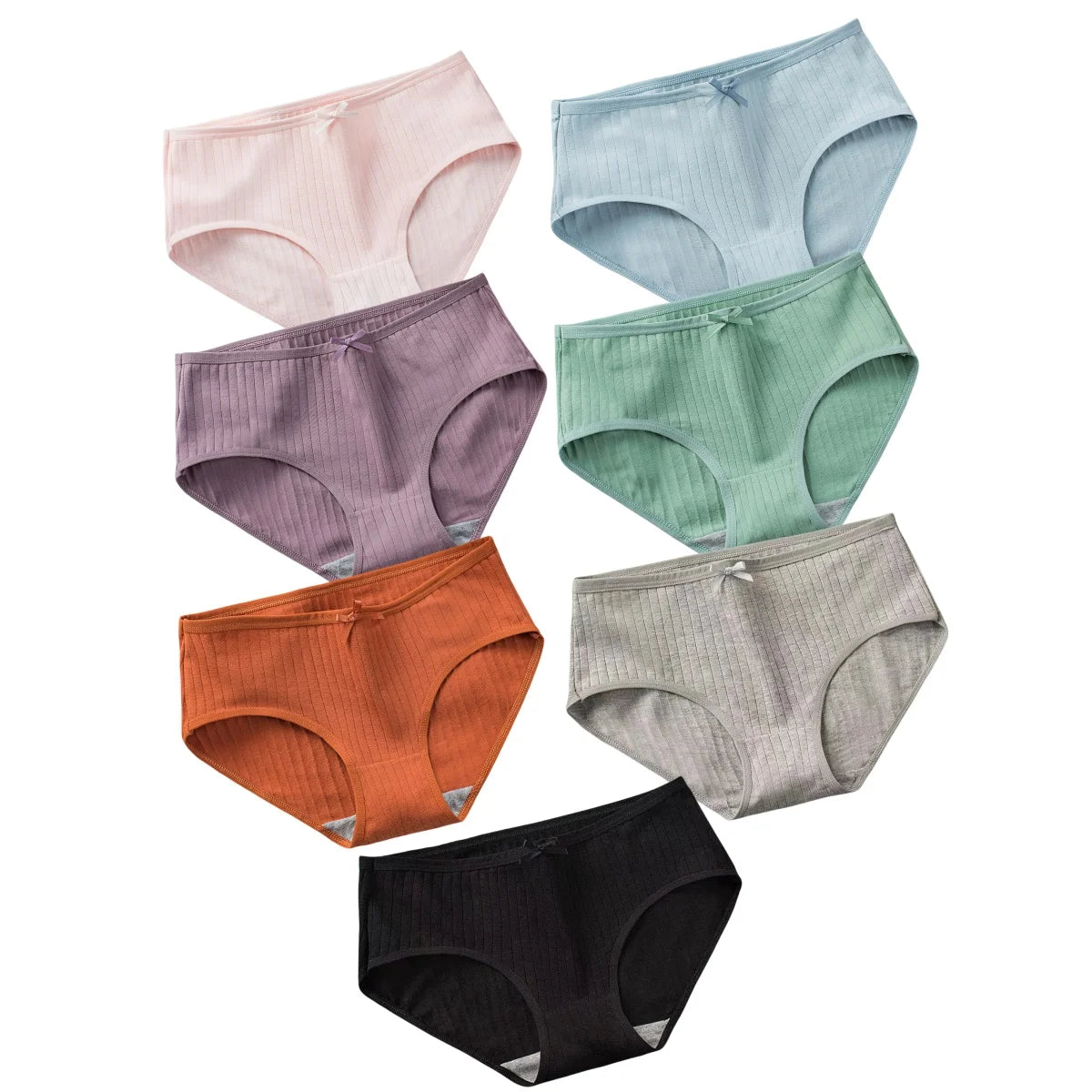 7Pcs/Set Cotton Panties Low Waist Briefs Women Sexy Lingerie Female Underpants Panty Solid Color Breathable Underwear Intimates Aviola