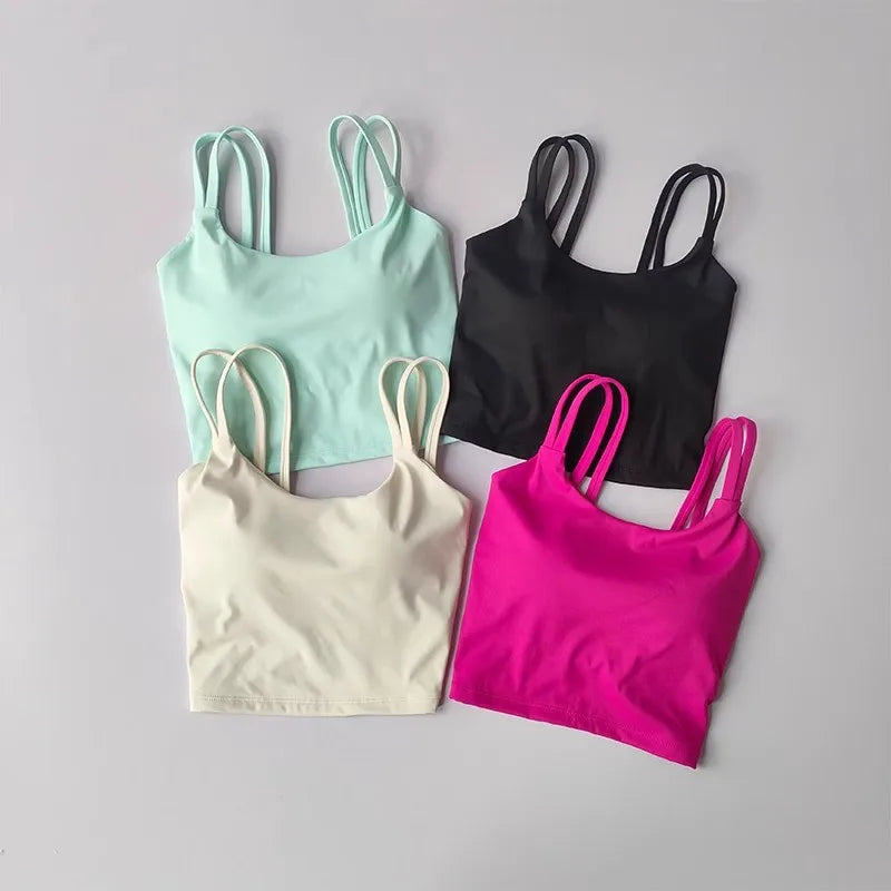 Women's Sports Bras Fitness Top, Sexy Lingerie, Push Up Fixed Pad, Yoga Bra, Back knotted Underwear, Running Vest, Gym Tops Aviola