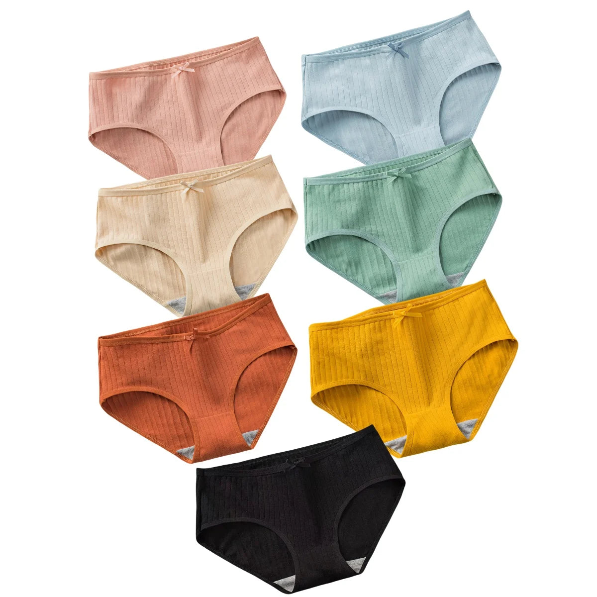 7Pcs/Set Cotton Panties Low Waist Briefs Women Sexy Lingerie Female Underpants Panty Solid Color Breathable Underwear Intimates Aviola