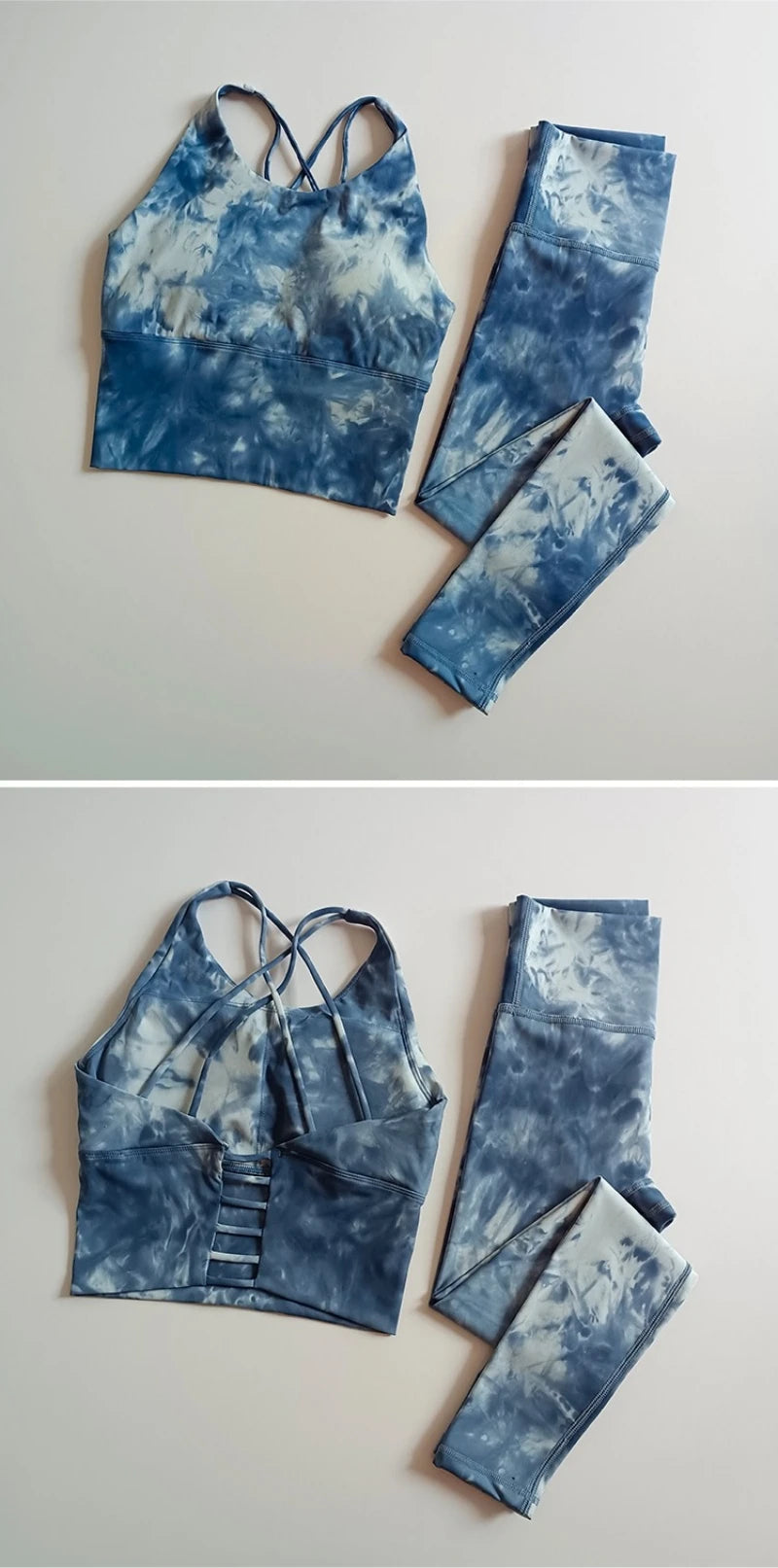 2PCS Seamless Women Yoga Set Workout Sportswear Fitness Crop Top Tie Dye High Waist Leggings Gym Clothing Two Piece Sports Suits Aviola