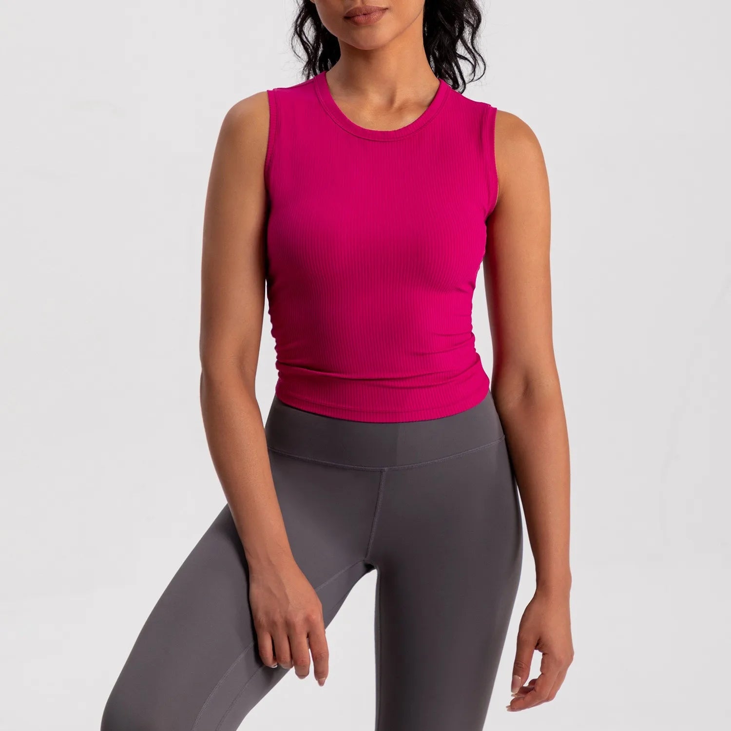 2024 Summer Women's Sports Vest Tank Vest Sleeveless Yoga Vest ruched Slim-fit Quick-dry Sports Tops Running Shirt Fitness Top Aviola