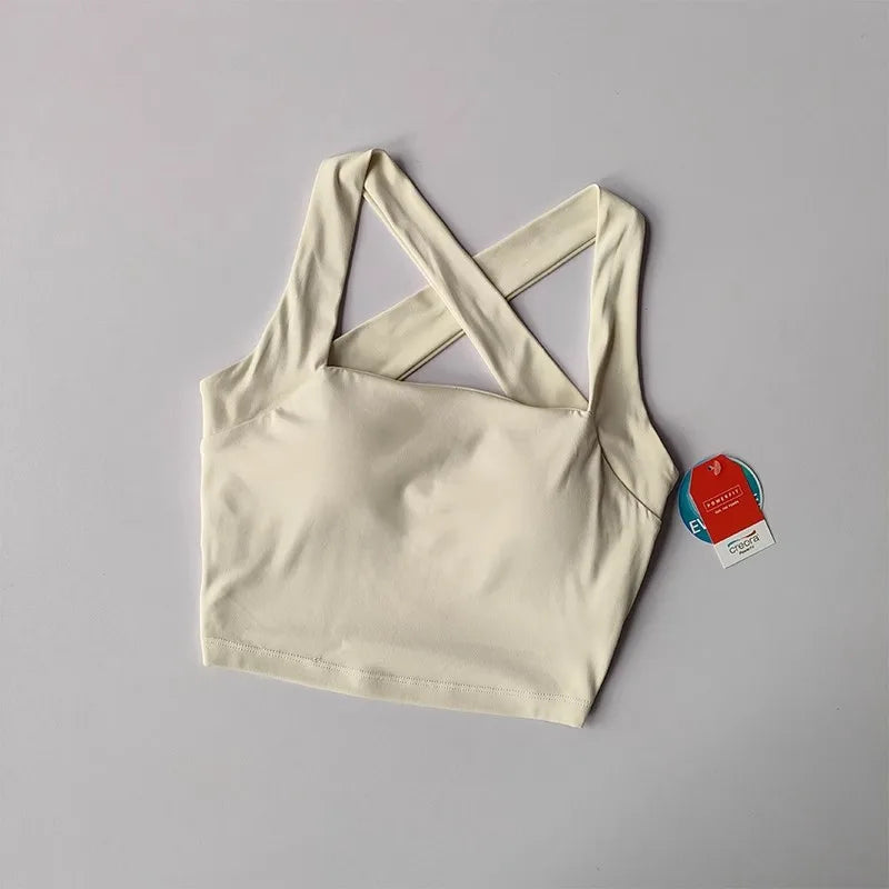 Women Cross Strap Sports Bra Top High impact Push Up Running Bras Sport Bra Yoga Gym Crop Top Brassiere Fitness Top Sport Bra Aviola
