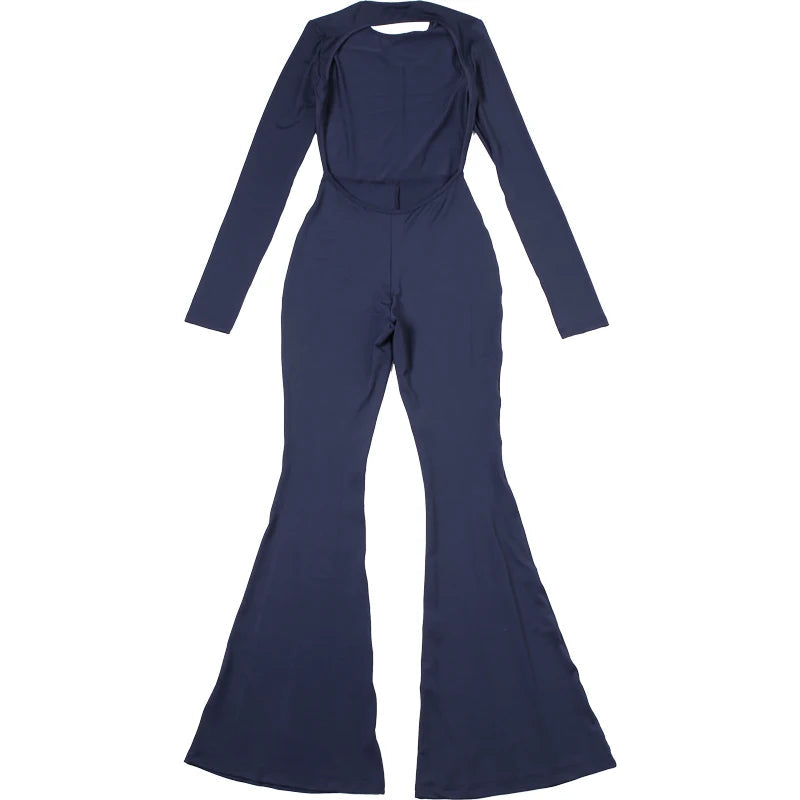 Nibber Sexy Open-Back Jumpsuit Hollow New Spring Fashion Flared High Street For Temperament Women Street Daily Commuting Wear Aviola