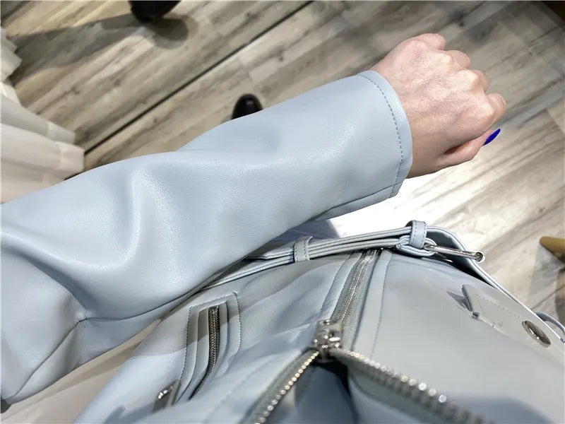 RARF Spring and Autumn 2024 The new belt detachable epaulet motorcycle jacket leather jacket Aviola