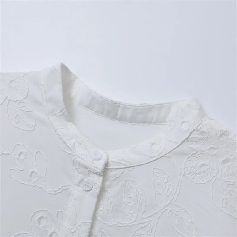 RARF  vestido elegante de encaje bordado para mujer, vestido blanco de empalme, Floral, ahuecado, suelto, informal, para fiesta Aviola