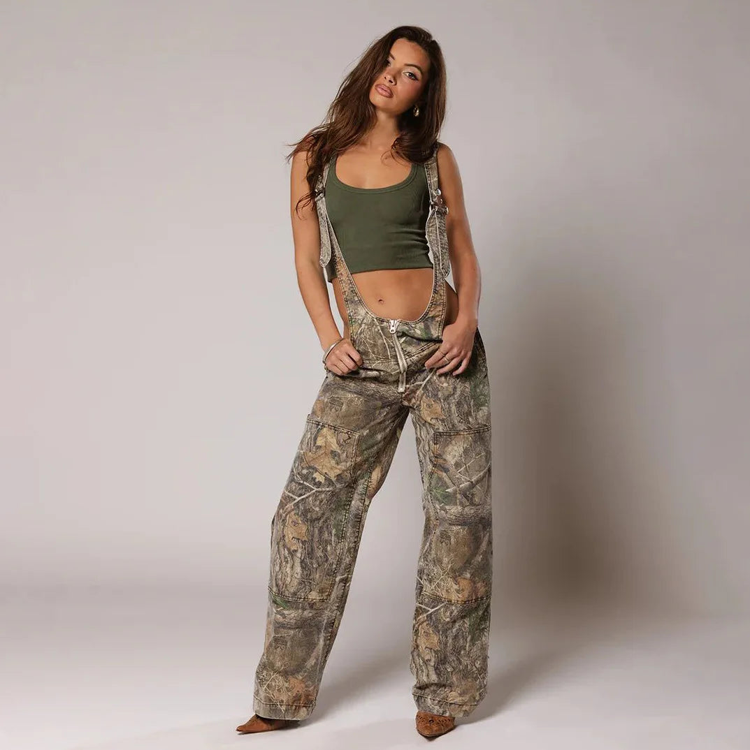 Jumpsuits Women Jeans Overalls Sexy Backless Vintage Full Length Denim Straight Pants Loose Pockets Distressed Washed Casual Aviola