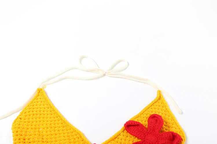 Nibber Party 2 Piece Set Women Swimsuit Applique Y2K Chic Bra Tops+Lapel Shorts Vacation Midnight Club Crochet Beach Outfits Aviola