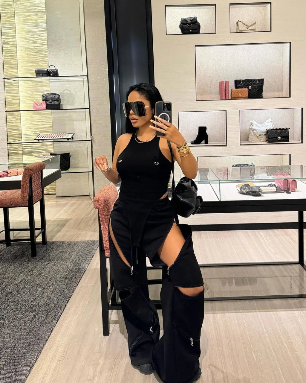 Women Boot Cut Pants Mid Waist Zipper Trousers Drawstring Pant Casual Office Lady Loose Long 2025 Summer Capris Y2k Streetwear Aviola