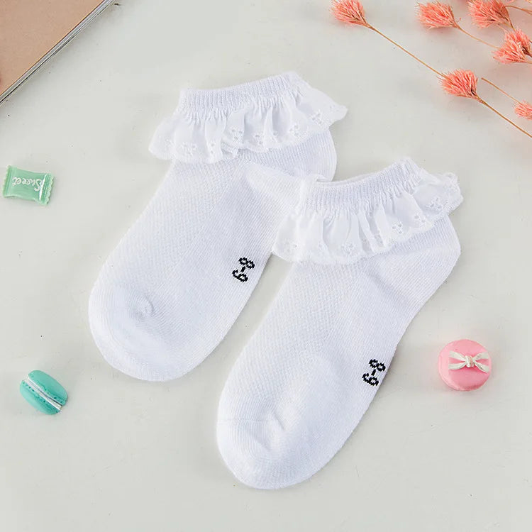5 pcs Spring/Summer Children's socks Lace socks Summer thin mesh socks Pure cotton baby boat socks Girls Princess socks Aviola