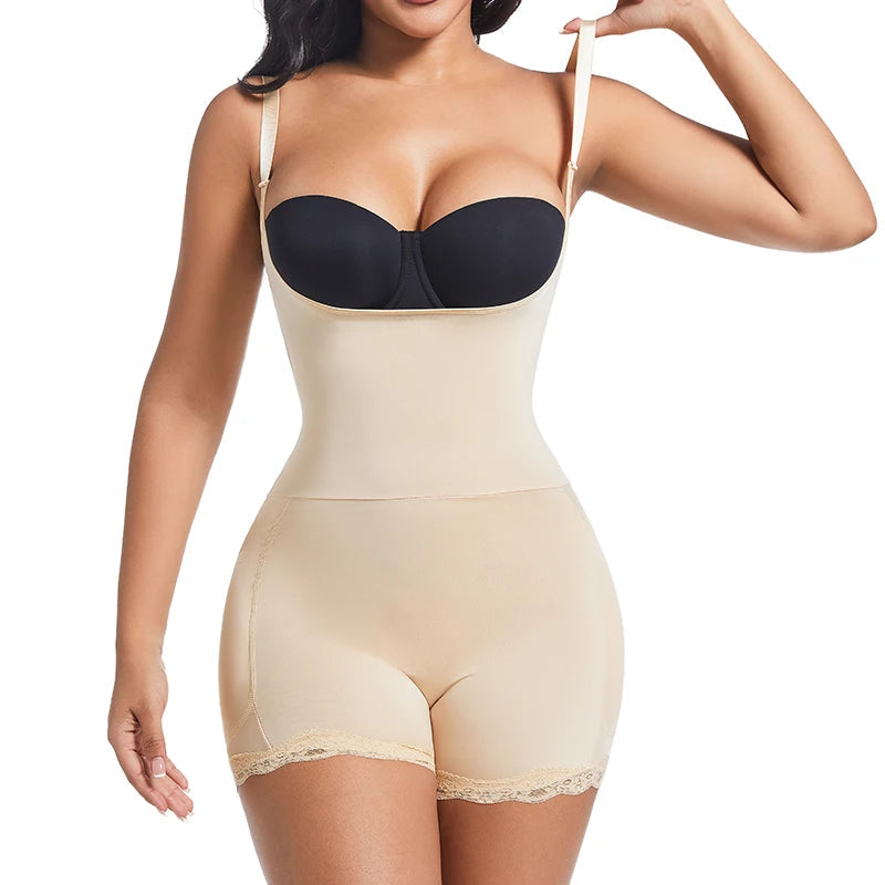 4-Pad Body Shaper Bodysuit for Women Adjustable Strap Tummy Control Shapewear Butt Lifter Hip Enhancer Slimming Waist Cincher Aviola