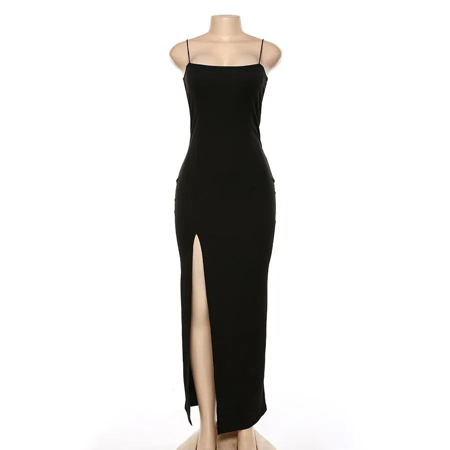 Y2K Summer Hot selling Women's Wear Slim Fit Off Back Sexy Split Dress with One Line Collar Aviola