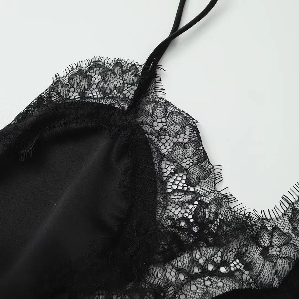 UNIZERA Sexy Asymmetric Hem Lingerie Lace Decorated Suspender Top 2025 Summer New Arrivals Women's Clothing Aviola