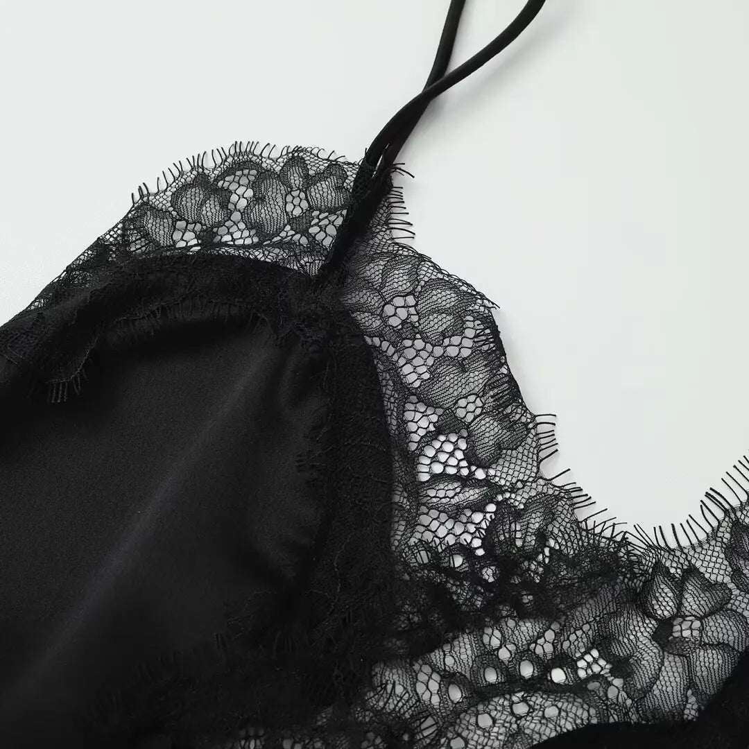 UNIZERA Sexy Asymmetric Hem Lingerie Lace Decorated Suspender Top 2025 Summer New Arrivals Women's Clothing Aviola