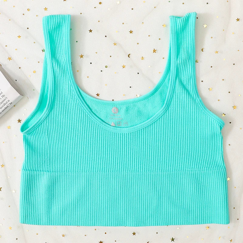 Seamless Bras For Women Streetwear Rib Sports Tank Top Sexy Lingerie No Pads Crop Top Female Fitness Underwear Aviola