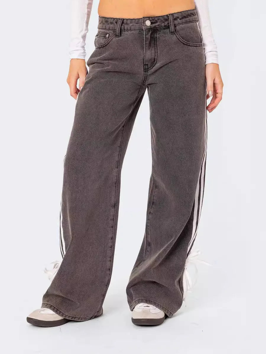 Denim Pant Women Jeans Wide Leg Long Pants Y2k Streetwear High Waist Casual Straight Trousers Elegant Mom Jeans Work 2025 Aviola
