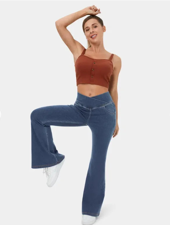 Denim Pant Women Jeans Long Flare Pants Slim Mom Jeans High Waist Yoga Trousers Y2k Streetwear Elegant Splice Sexy Work 2025 Aviola