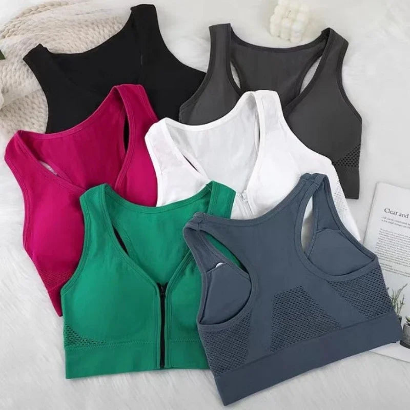 Seamless Bras Crop Top Women V-Neck Front Zipper Push Up Tank Top Women's Sports Underwear Padded Camisoles Aviola