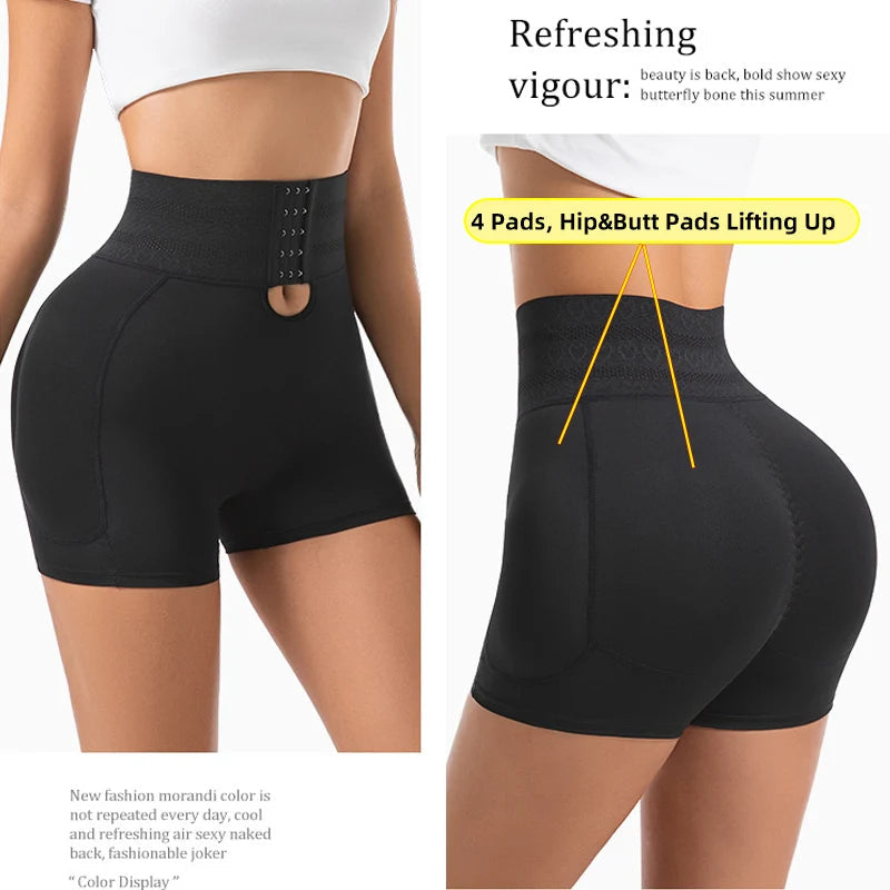 4 Pads Body Shaper Women Hip and Butt Lifter Shapewear Tummy Control Panties Waist Trainer with 3-Row Hooks Slimming Underwear Aviola