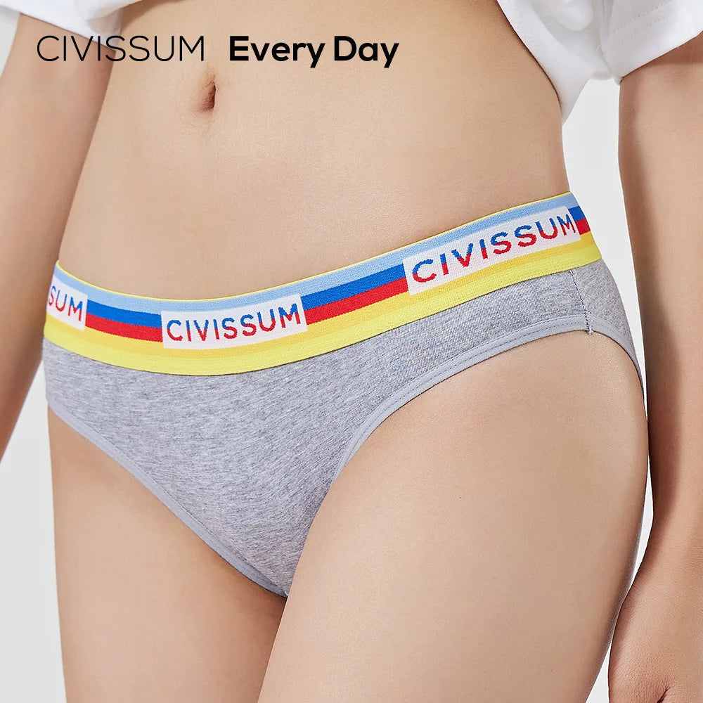 Women 100% Cotton Sexy Rainbow Panties Female Low Waist Underwear Classic Design Lingerie Girls Cute Briefs Aviola