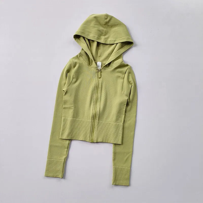 2022 Women Hoodie Sports Jacket Long Sleeve Yoga Shirt Winter Gym Top Running Coats Zipper Jacket  Fitness Clothing Top Aviola