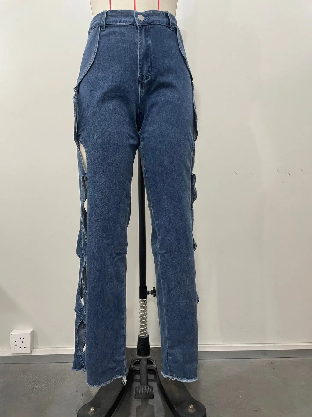 Denim Pant Women Jeans Long Pants Hollowed Out High Waist Straight Trousers Y2k Streetwear Casual Mom Jeans Night Club Summer Aviola