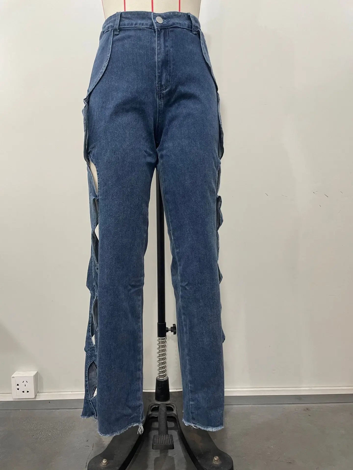 Denim Pant Women Jeans Long Pants Hollowed Out High Waist Straight Trousers Y2k Streetwear Casual Mom Jeans Night Club Summer Aviola