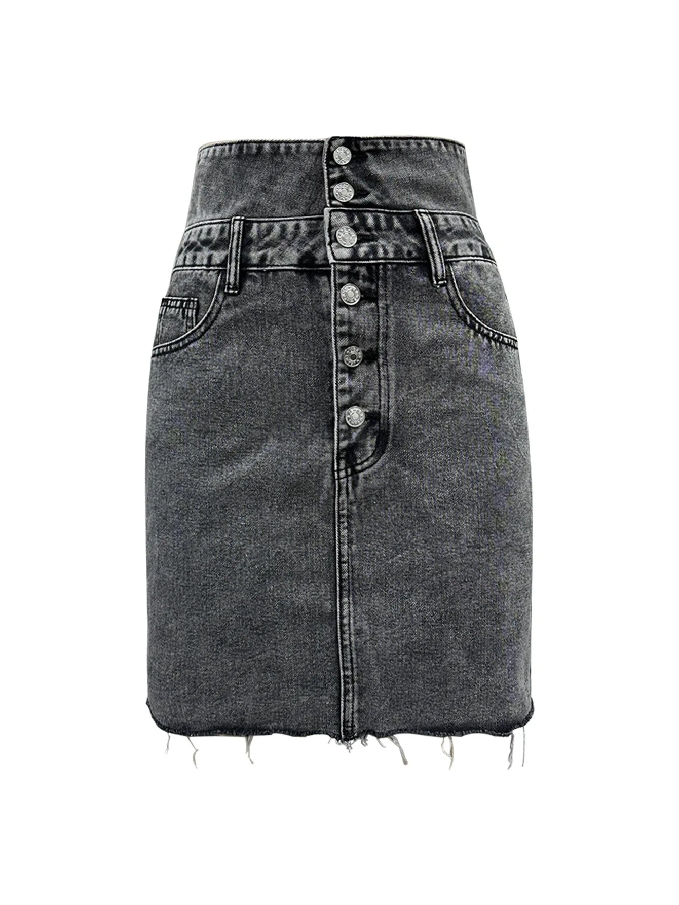 Denim Skirts Women Mid Length Skirt A Line Slim Mom Jeans Button Elegant Splice Y2k Temperament Casual Party Club Summer 2025 Aviola