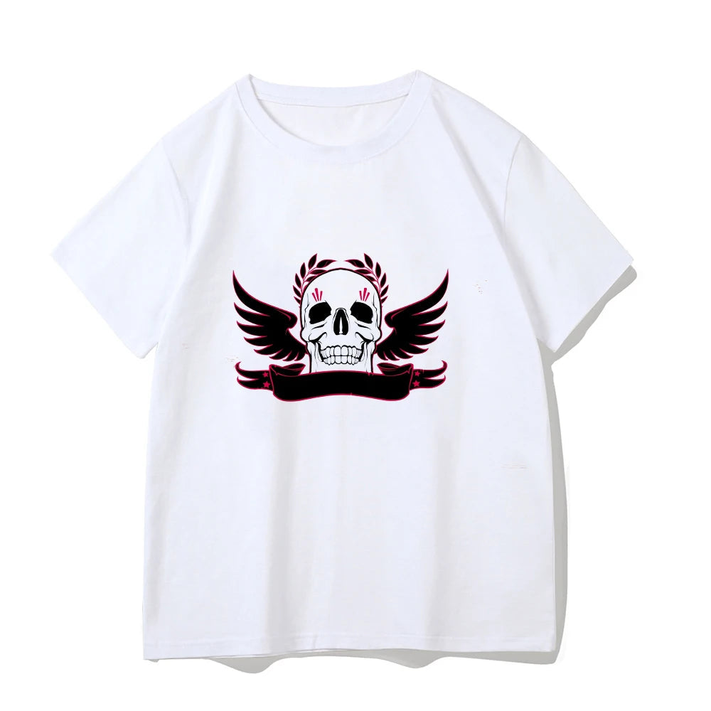 2024 Europe and the United States street new skull series printed short sleeve women Y2K women's T-shirt vest strap inside Aviola